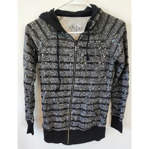 Bling Zip Up Hoodie Maurice's Premium XS Black and White Sequined